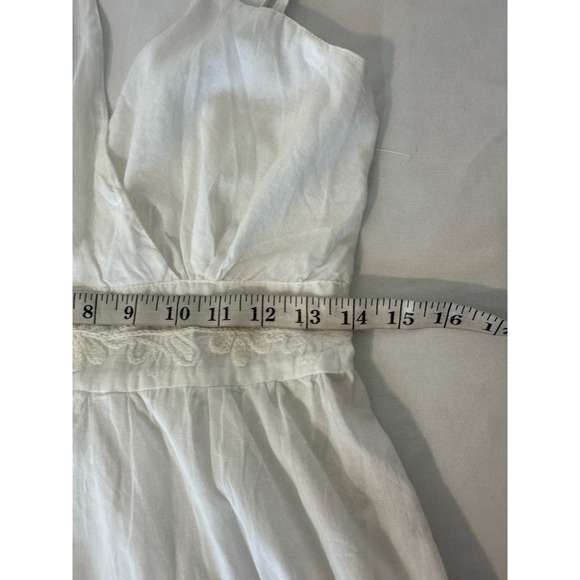 White Dress 100% Cotton Boho Cottagecore Semi Sheer Embroidered Free Size Festiv - Picture 7 of 8